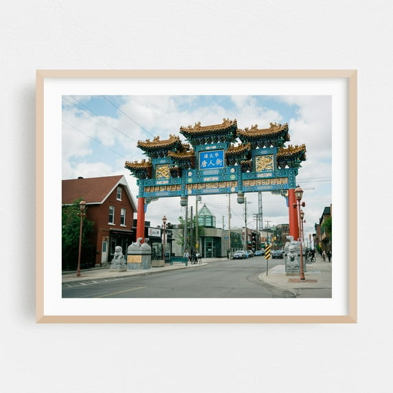 Chinatown Gate, Ottawa - Ottawa Ontario Canada Photography Architecture City Street Photography Travel Poster Scenic Oak Framed Wall Art Print 11 x 14 inches