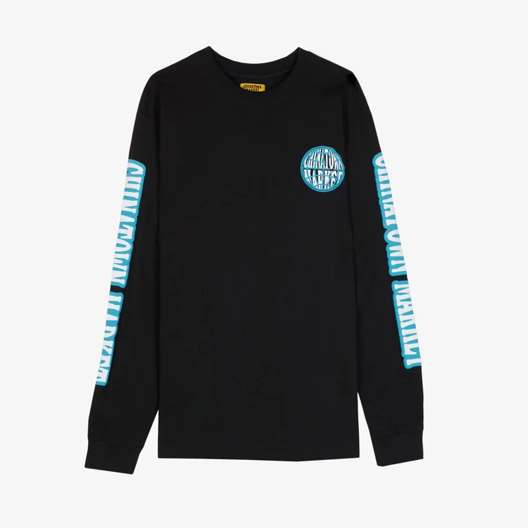 Chinatown Market Men's Black Globe Logo Long Sleeve Shirt