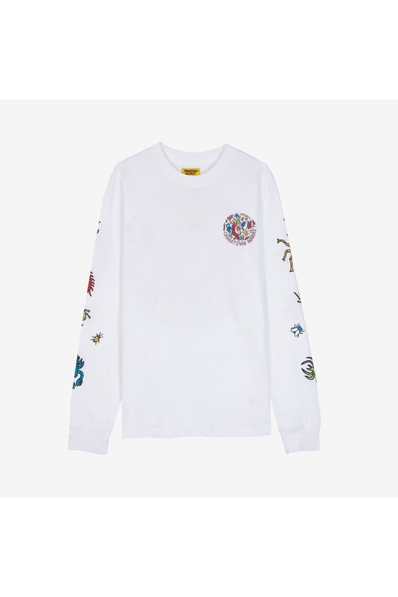 Men's White Long Sleeve Bugs Shirt, Size X-Large