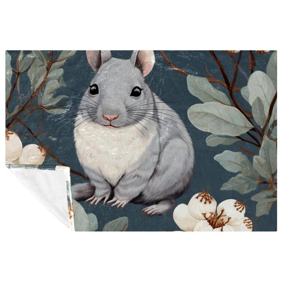 Chinchilla Cozy Microfiber Custom Blanket | Soft and Warm Printed Throw Blanket for Sofa, Bed, Couch, Office, Camping | Lightweight Blankets & Throws