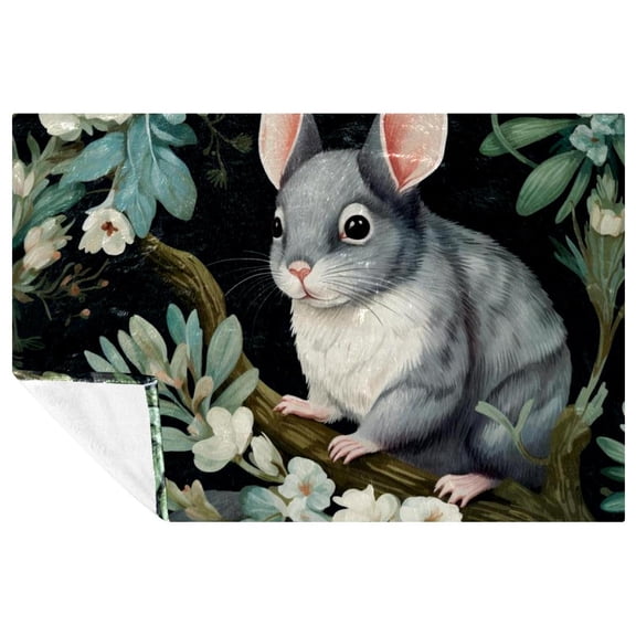 Chinchilla Fluffy Blankets & Throws: Soft and Warm Microfiber Throw Blanket, Lightweight and Printed Design, for Sofa, Bed, Couch, Office, and Camping