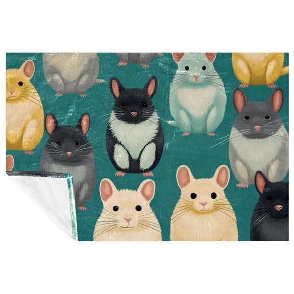 Chinchilla Fluffy Microfiber Throw Blanket - Soft and Warm Printed Blanket for Sofa, Bed, Couch, Office, and Camping