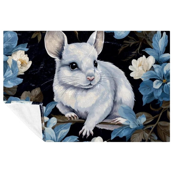 Chinchilla Fluffy and Cozy Microfiber Throw Blanket - Soft and Warm Printed Lightweight Blanket for Sofa, Bed, Couch, Office, and Camping