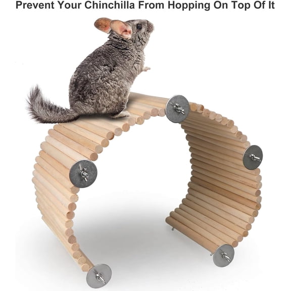 Chinchilla Natural Birch Wood Flexible Platform Toy - Running Wheel Fence, Climbing Accessory for Guinea Pigs/Rabbits/Hamsters/Small Animals
