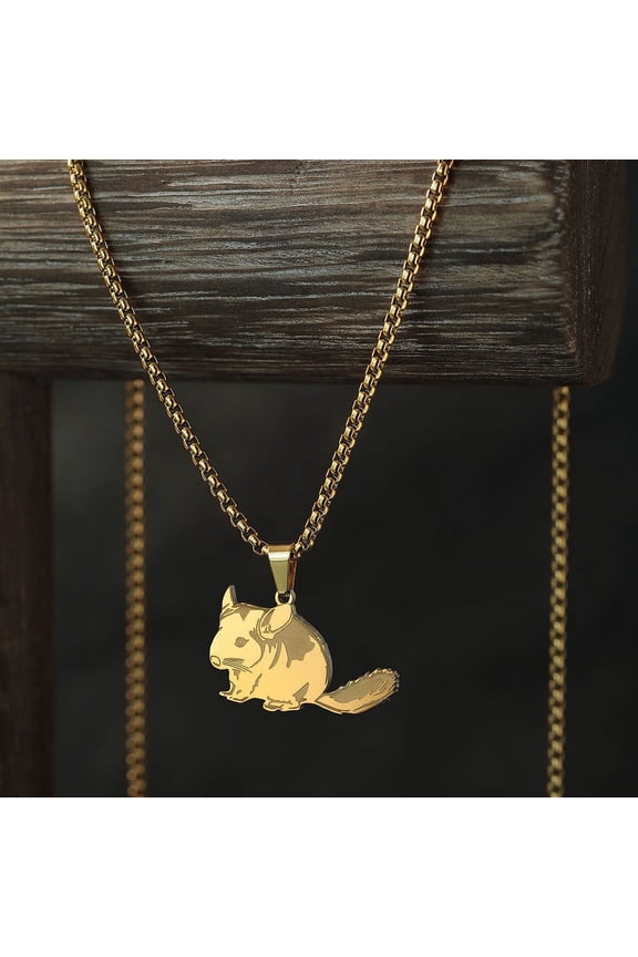 Chinchilla Pendant Necklace Animal Dangle for Men Women Trendy Jewelry