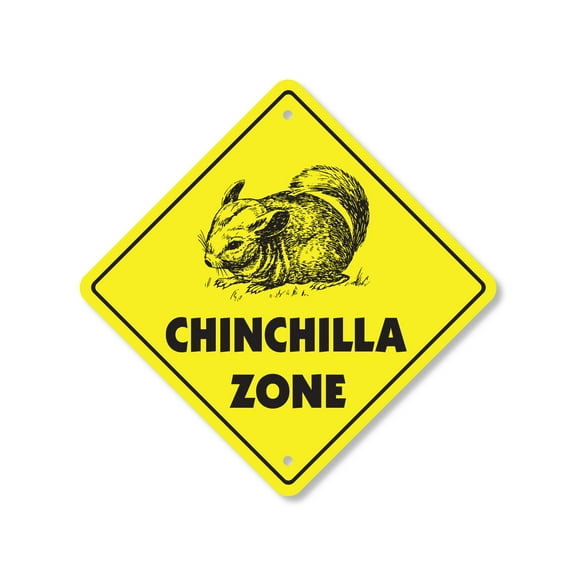 Chinchilla Plastic Crossing Sign - 12 Inch X 12 Inch Xing Sign Gift Animal Pet Furry Soft Exotic Rodent Cute Love Family Fun House