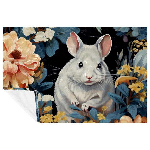 Chinchilla Soft and Warm Microfiber Throw Blanket, Printed Lightweight Throw Blanket for Sofa, Bed, Couch, Office, and Camping - Blankets & Throws, Throw Blanket, Throw Blankets