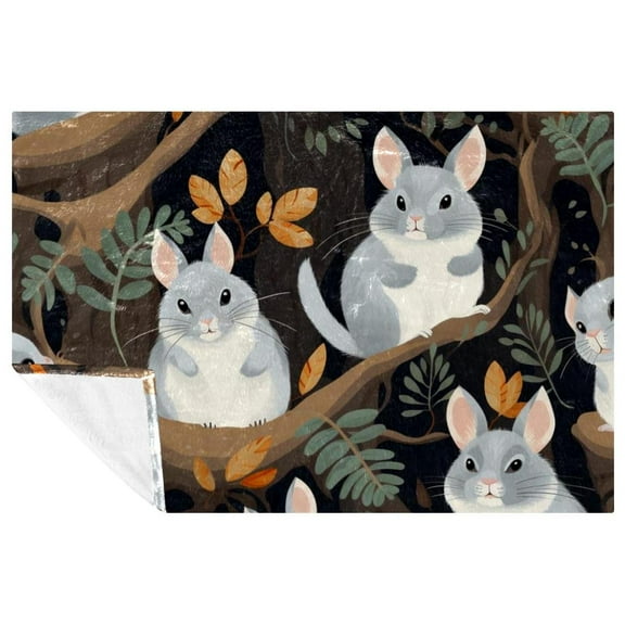 Chinchilla Super Soft Microfiber Throw Blanket - Lightweight Fluffy Blankets for Sofa, Bed, Couch, Office, and Camping