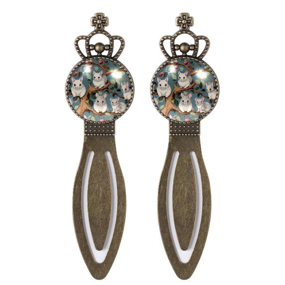 Chinchilla Vintage Copper Crown-Shaped Bookmarks: Stainless Steel Reading Accessories - Gift Set for Book Lovers