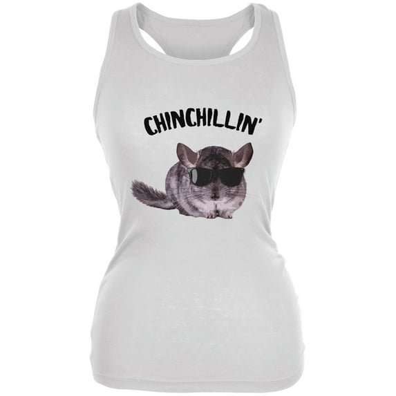 Chinchillin Chinchilla White Juniors Soft Tank Top