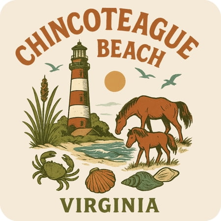 Chincoteague Beach Virginia Keepsakes Souvenir Vinyl Sticker – Destination Travel Keepsake Collectible (3-Inches Wide)
