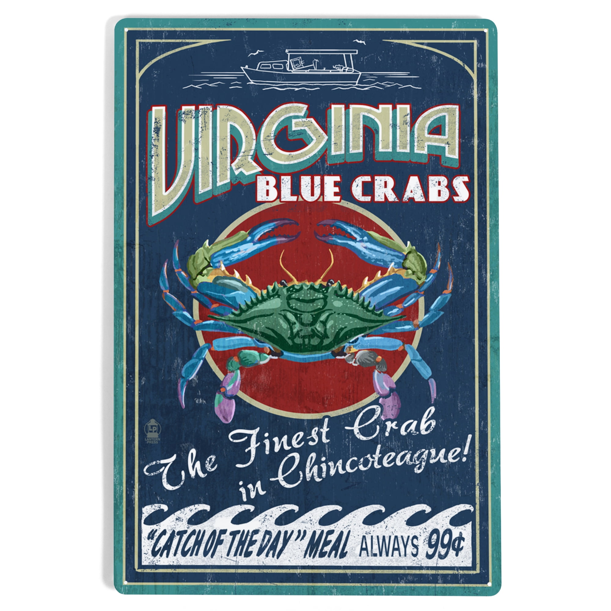 Chincoteague, Virginia, Blue Crab Vintage Sign (12x18 Aluminum Art, Indoor  Outdoor Metal Sign Decor) - Walmart.com, image size:2000x2000