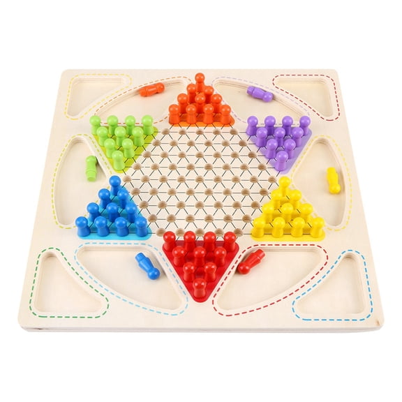 Chinese Aeroplane Chess, Wooden Multifunction Chess, Wooden Colorful Chinese Checkers Publishing Aeroplane Chess, Flying Chess Two -In - Wood -Made Chess