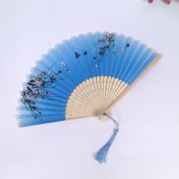 Chinese Antique Folding Dance Fan Traditional Chinese Folk Craft Bamboo Handle Lightweight Durable Design For Stage Performances Theatrical Shows Outdoor Activities Parties And