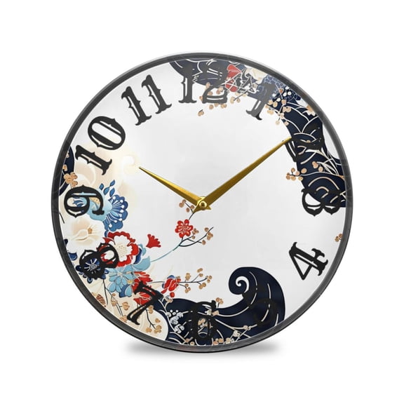 Chinese Arabesque Wall Clock 12 Inch Silent Non Ticking Battery Operated Easy to Read for Kitchen Living Room