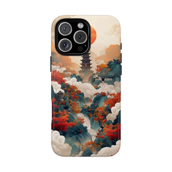 Chinese Architecture Clouds Phone Case for iPhone 17 to 11 Pro Max