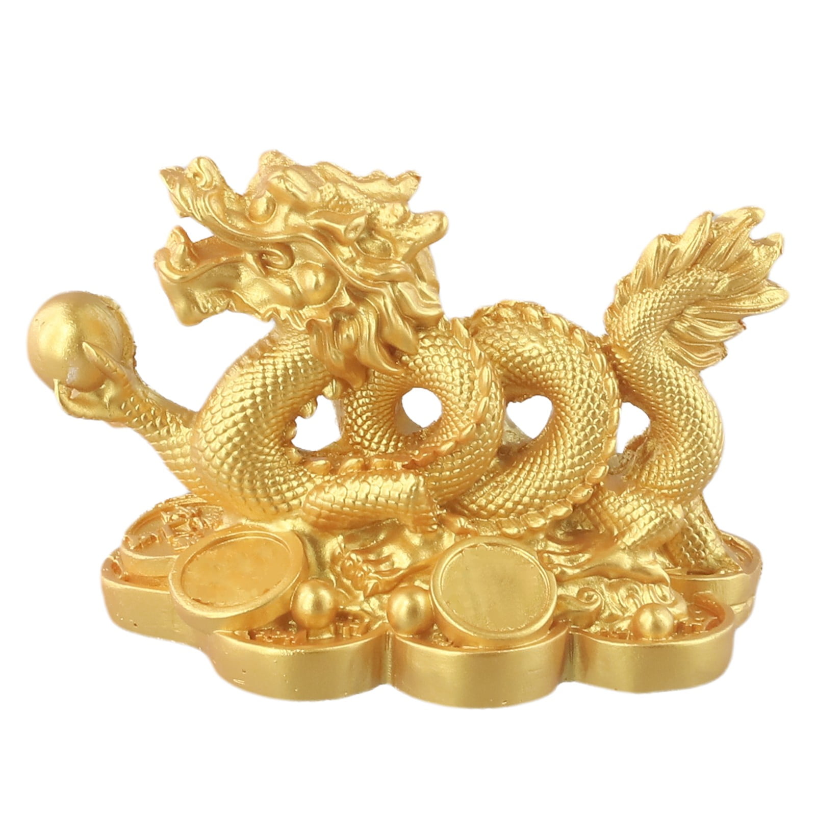 Chinese Auspicious Dragon Figurine Resin Sculpture Feng Shui Home