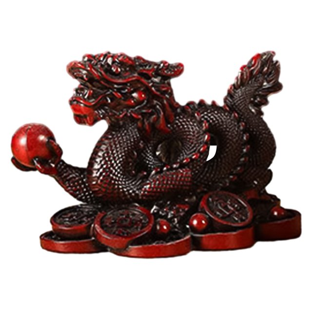 Chinese Auspicious Dragon Figurine Resin Sculpture Feng Shui Home