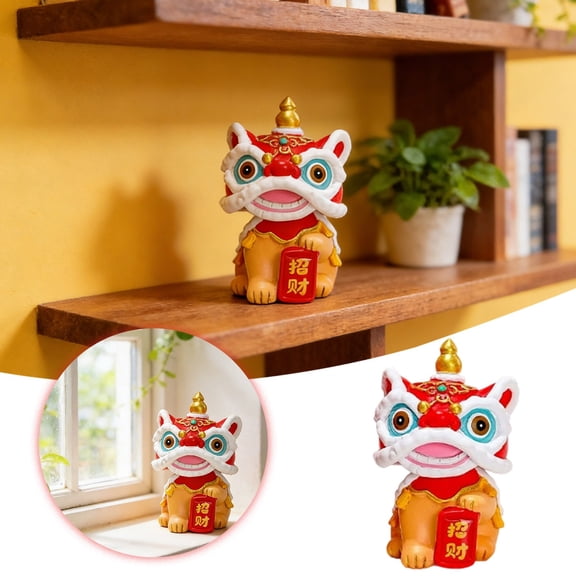 Chinese Awakening Desk Handmade Traditional Xingshi Ornament Feng Shui Resin Craft Statue For Home Living Room Bookshelf Year Fortune Desktop Ornament Home Decor