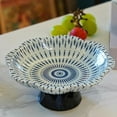 thumbnail image 1 of Chinese Blue White Hand Painted Ceramic High Footed Fruit Plate 5.9 Inch Traditional Pastry Serving Tray for Nuts Dim Sum Tea Snacks Table Centerpiece, 1 of 6