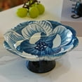 thumbnail image 1 of Chinese Blue White Hand Painted Ceramic High Footed Fruit Plate 5.9 Inch Traditional Pastry Serving Tray for Nuts Dim Sum Tea Snacks Table Centerpiece, 1 of 6