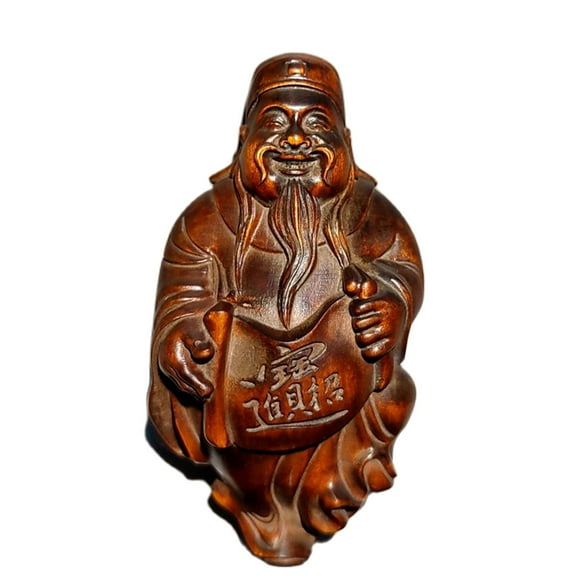 Chinese Boxwood Wooden Statue Statuette modern home decor sculpture money man
