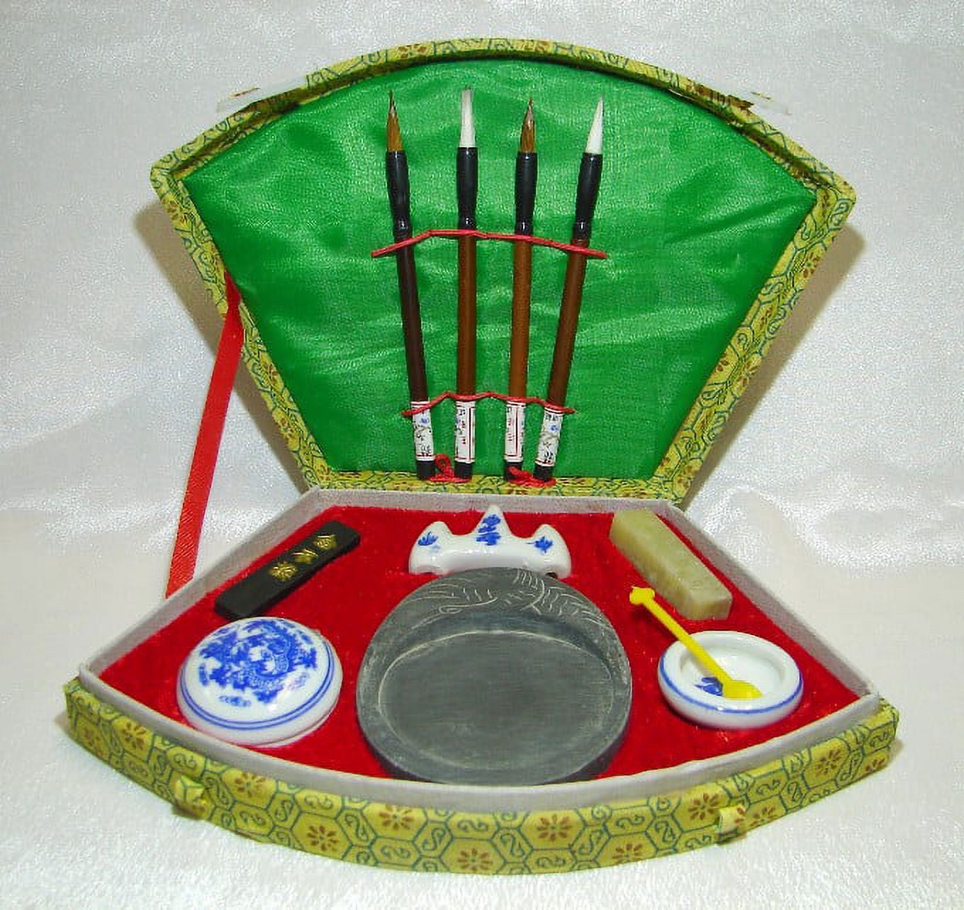 Chinese Calligraphy Set for Chinese writings: brushes, ink stick, stone