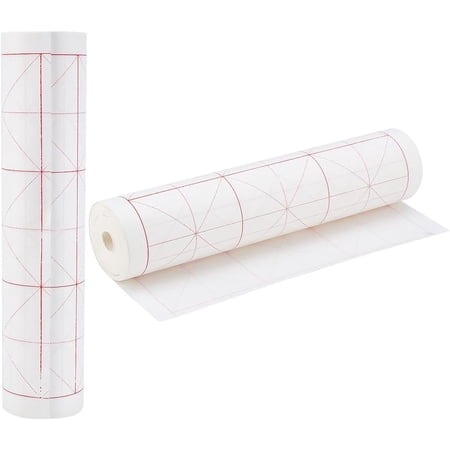 Chinese Calligraphy Xuan Paper Rice Paper Brush Writing Sumi Papers with Grids for Beginners Student Kanji Japanese Calligraphy Practice 10 cm/Grid 13.8 in×164 ft/35cm×50m White diy