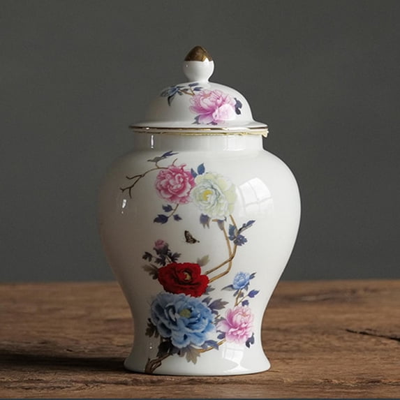 Chinese Ceramic Bud Vase Living Room Decoration 1300ml Glazed Oriental Your Tea Storage Porcelain Jar Style C