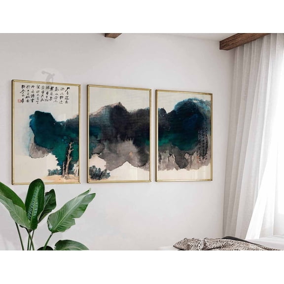Chinese Chang Dai-Chien Japanese Art Print Oriental Asian Decor Gallery Wall Set 3 Stretched Canvas 16x24