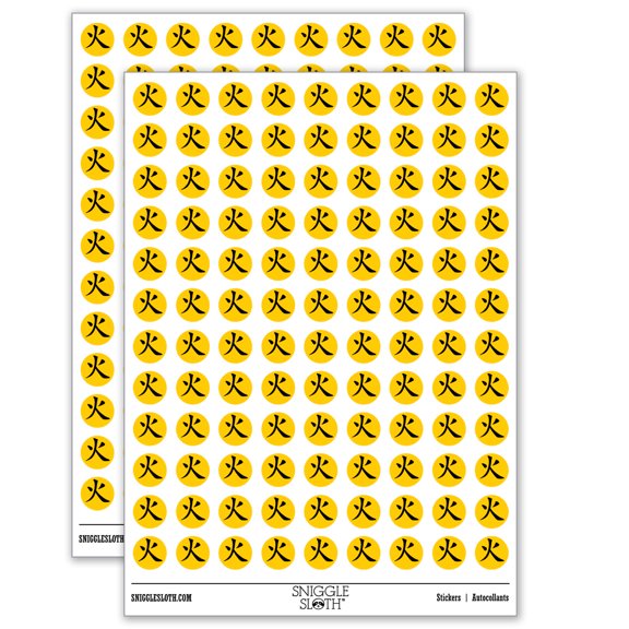 Chinese Character Fire Element Asian Symbol 200+ Round Stickers - Gloss Finish - 0.50" Size - Yellow