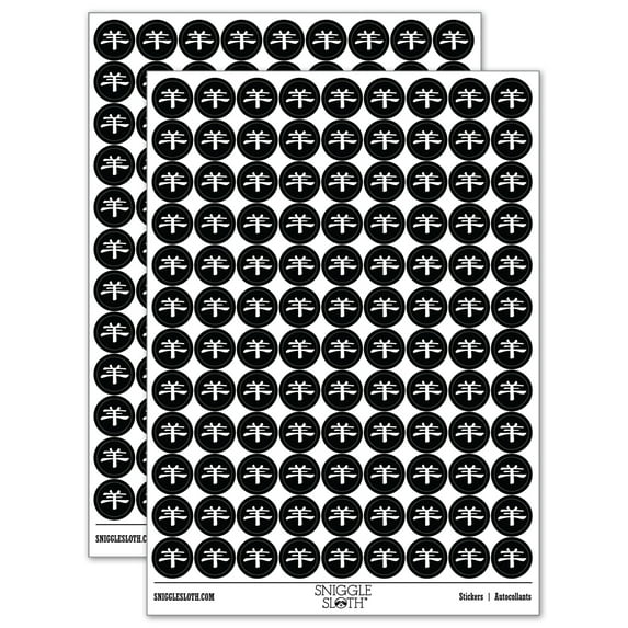 Chinese Character Symbol Goat 200+ Round Stickers - Black - Matte Finish - 0.50" Size
