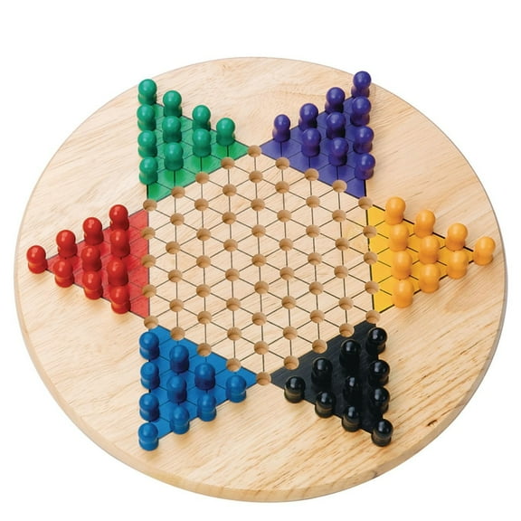 S&S Worldwide All Wood Chinese Checkers Set.  11" Wood Playing Board with 60 Wooden Play Pegs that Won't Roll Away.  For 2 to 6 Players, Ages 7 and Up.