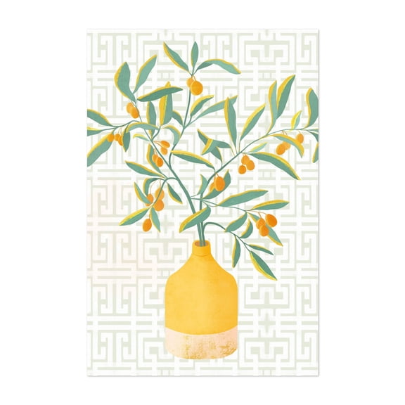 Chinese Citrus Tree - Painting Botanical Geometric Pattern Fruit Floral Kitchen Decor Modern Art Unframed Wall Art Print 5 x 7 inches