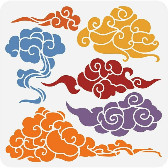 Chinese Clouds Painting Stencils 12x12 inch Oriental Theme Plastic Decoration Template for DIY Engraving Scrapbooking