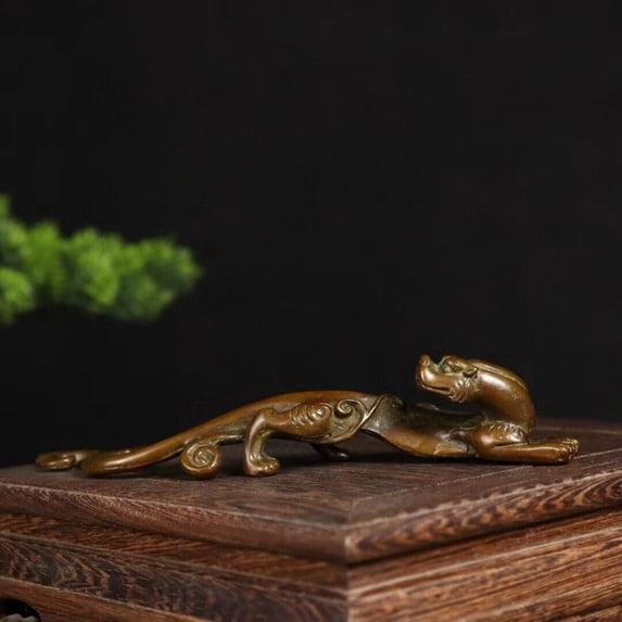 Chinese Copper Bronze Dragon Brush Holder