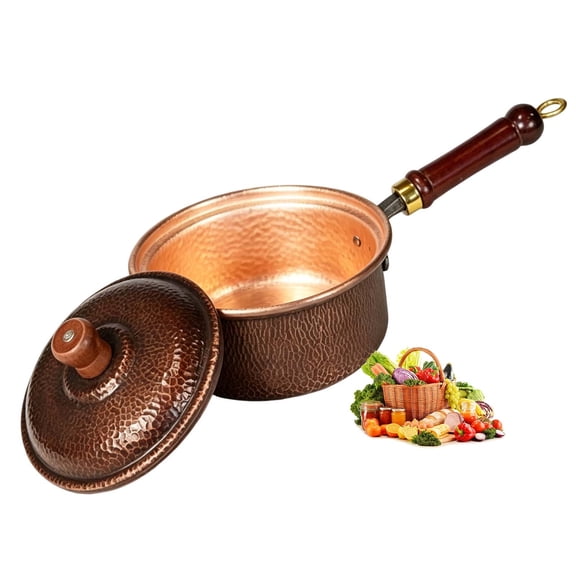 Chinese Copper Hot Pot with Lid, Thick Stew Pan,Kitchen Cookware Pots