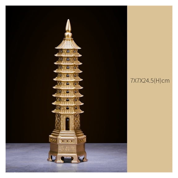 Chinese Copper Wenchang Tower Basement Ornaments Home Office Study Decorative Crafts