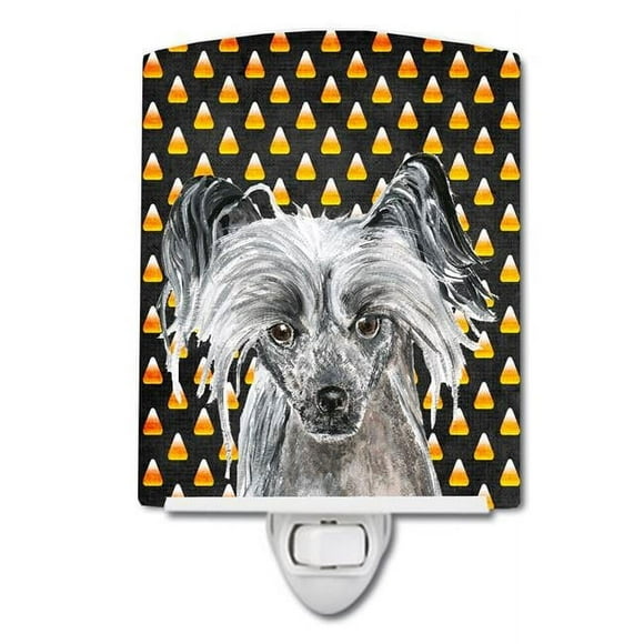 Chinese Crested Candy Corn Halloween Ceramic Night Light