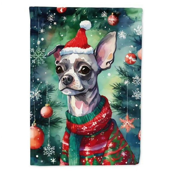 Chinese Crested Christmas House Flag
