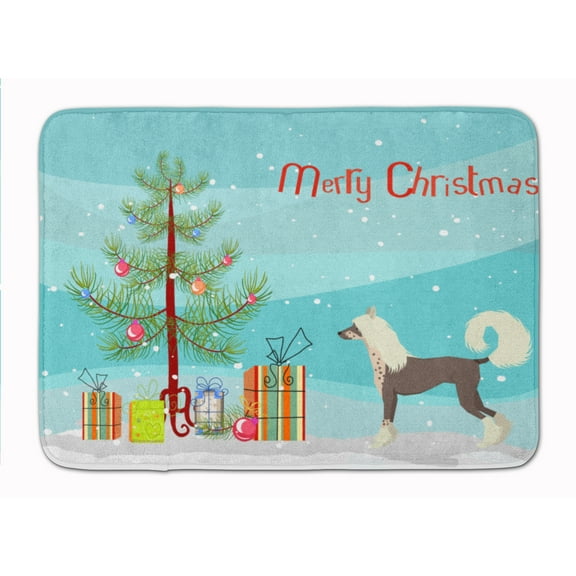 Chinese Crested Christmas Tree Machine Washable Memory Foam Mat