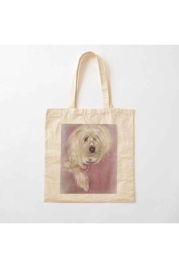 Chinese Crested Dog On Pink Canvas Tote Bags, Reusable Shopping Bag