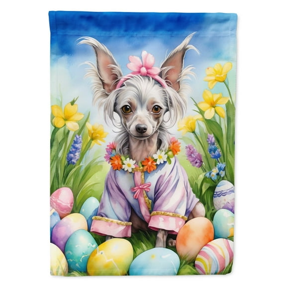 Chinese Crested Easter Egg Hunt House Flag 28 in x 40 in