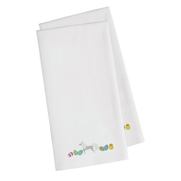 Chinese Crested Easter White Embroidered Towel Set of 2