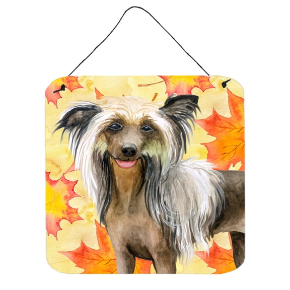 Chinese Crested Fall Wall or Door Hanging Prints Yellow