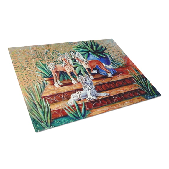 Chinese Crested Glass Cutting Board Large
