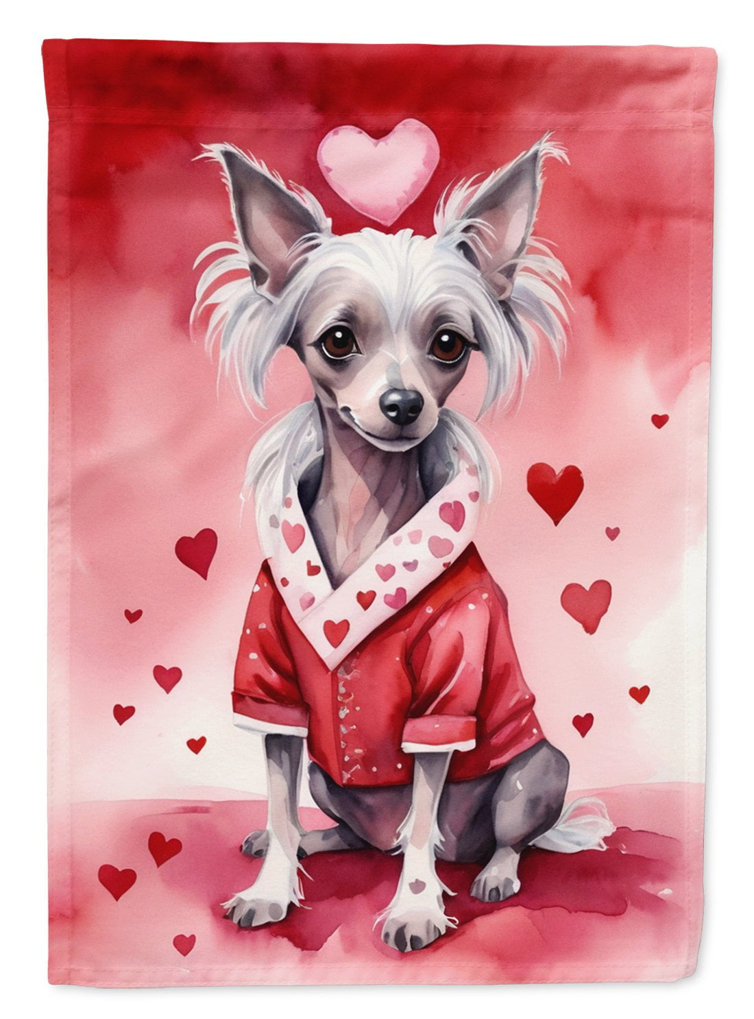 Chinese Crested My Valentine House Flag 28 in x 40 in