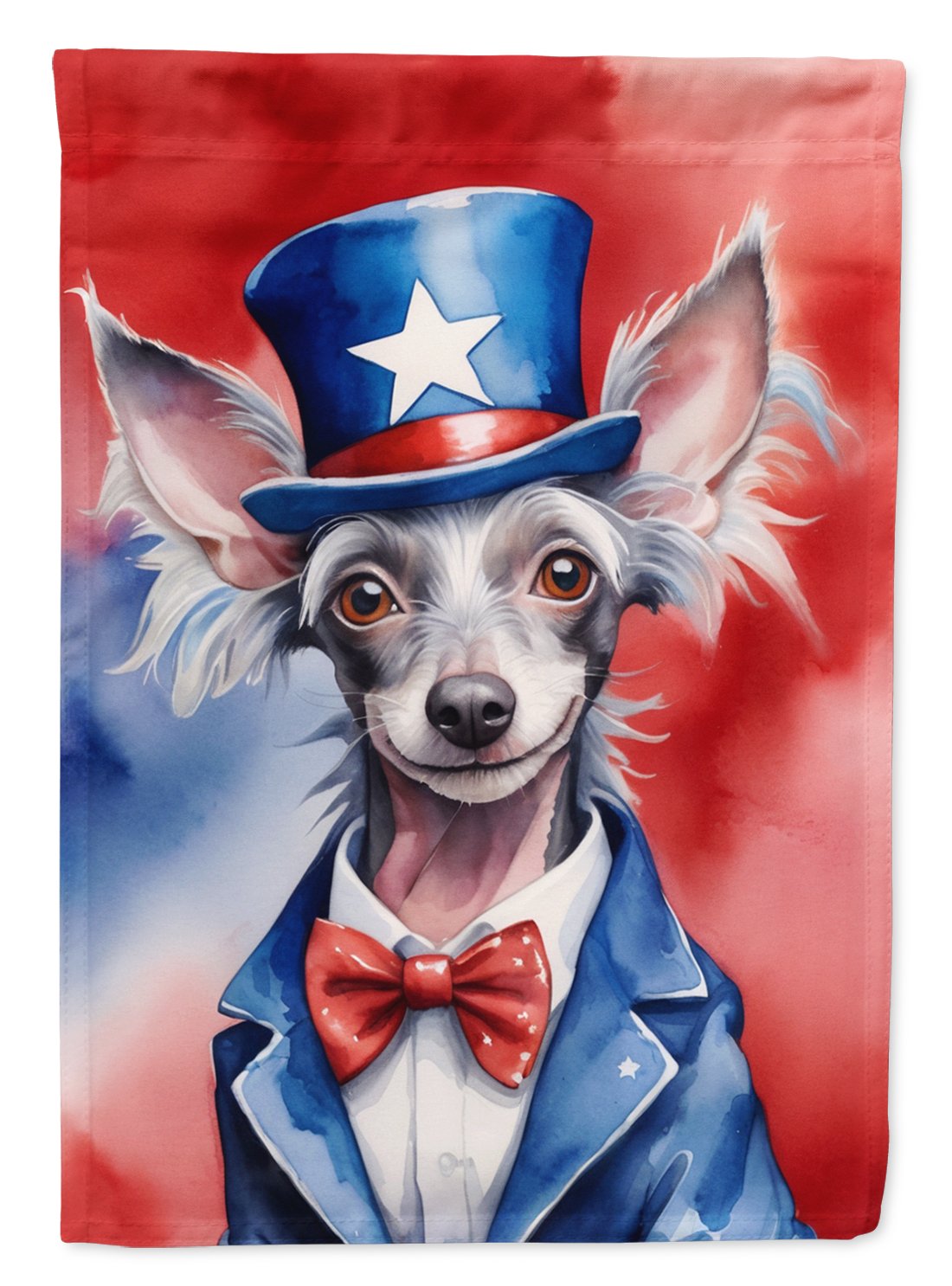Chinese Crested Patriotic American House Flag 28 in x 40 in