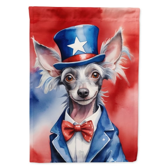 Chinese Crested Patriotic Garden Flag 11.25 in x 15.5 in