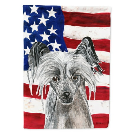 Chinese Crested USA American Flag Flag Canvas House Size